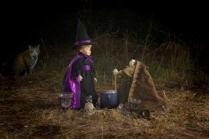 The old crone teaching the maiden while the familiar watches.